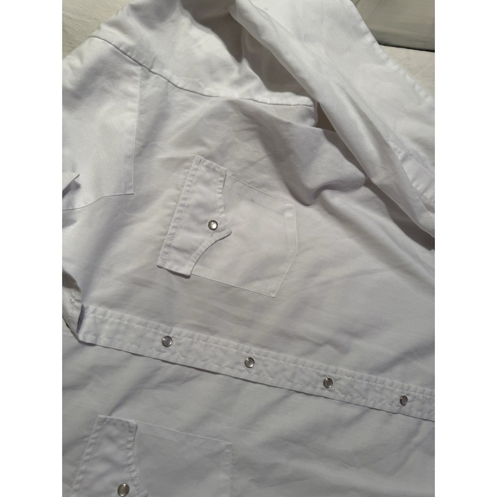 Men's Vintage Plains Western Wear Pearl Snap White Long Sleeve 25 X 31